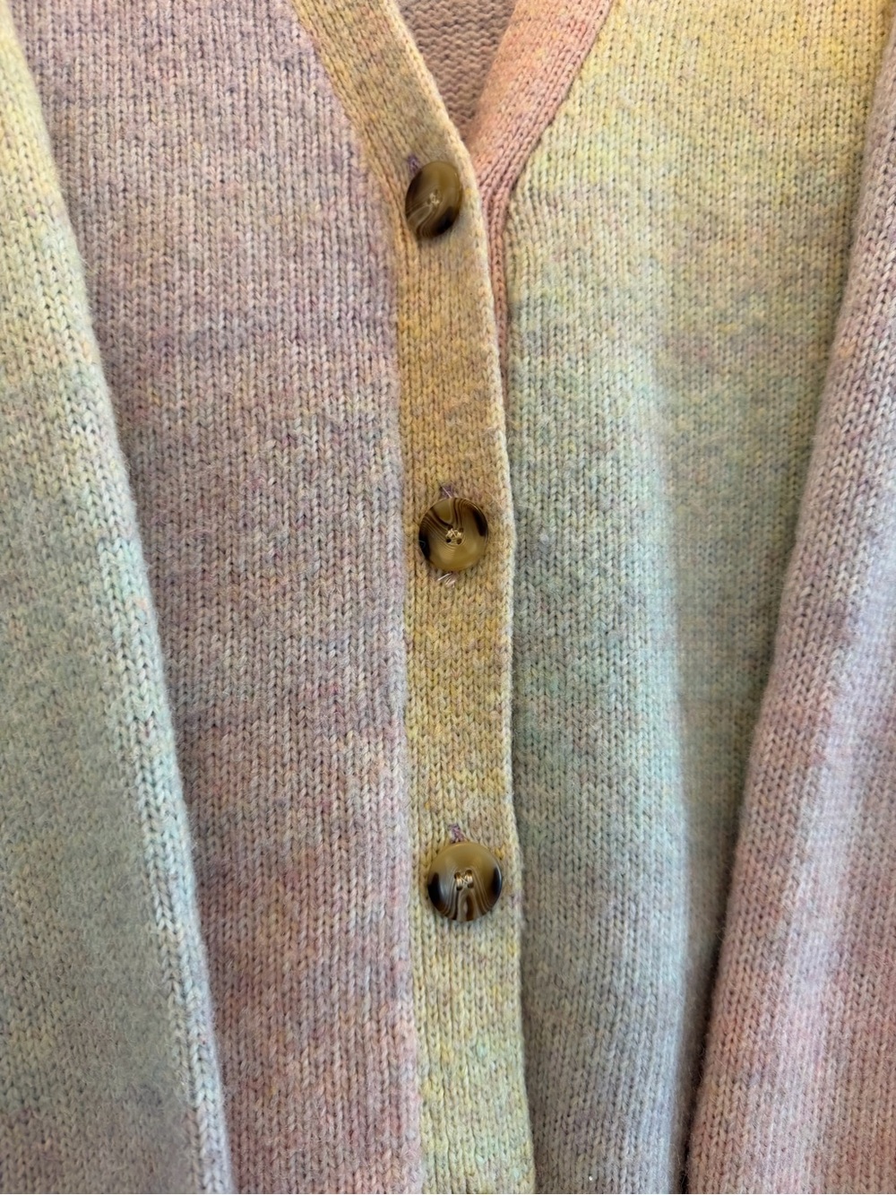 Recycled Polyester Pastel Gradient Button Up Cardigan Sweater -Size M - Picture 3 of 5